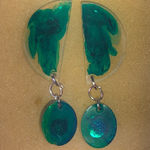 Elegant Teal and Clear Swirl Boho Dangle Earrings Blue Photo 4