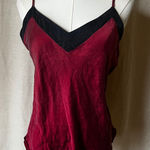 100% silk burgundy red & black camisole shorts pajama set women's XS/small Photo 0