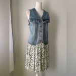 Vintage ‘90s Denim & Floral Print Rhinestone Embellished Knee Length Dress Blue Size M Photo 4