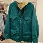 Rei Co-op  Eco Friendly 80s Vintage Green Drawstring Waist Hooded Coat Jacket Photo 0