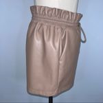 Olivaceous High Waist Paper Bag Faux Vegan Leather Shorts Small NWOT Dusty Rose Photo 4