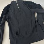 Lululemon  Floral Flock Pullover Black Sz 4 half zip velvet printed sweatshirt Photo 3