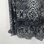 Parker Blouse Large Button Down Shirt 100% Silk Snakeskin Snake B&W Long Sleeve Photo 7