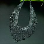Unsigned Black Rhinestones Waterfall Fringe Necklace 18g. Photo 4