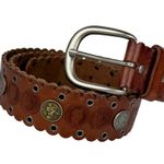 Fossil  Brown Leather French Coin Grommet Belt Sz Large Boho Western Photo 1