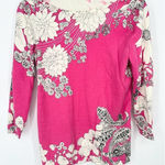 Talbots  Sweater Womens Small Pink Floral Pullover Artsy Feminine Tropical Office Photo 0
