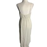 Streetwear Society  Button Up Midi Dress L White Stripe Adjustable Straps Elastic Photo 3