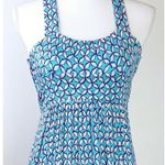 Maeve by Anthropologie SZ S Mabel Halter Maxi Dress Green Blue Tan Geo Print Photo 2