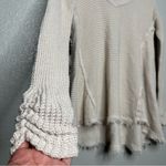 Free People Women's Moonshine Cold Shoulder V-Neck Sweater XS Beige Waffleknit Photo 8