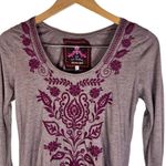 Johnny Was Embroidered Gray Long Sleeve Boho Tunic Shirt Size Small Photo 3