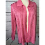 Exclusively Misook Cardigan Sweater Petite Large PL Pink‎ Cable Knit cableknit Pink Size undefined Photo 6
