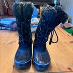 Khombu  womens leather faux fur waterproof lace up winter snow boots black 7 Photo 4