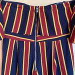 Lulumari Off-Shoulder Sleeveless Striped Jumpsuit Jumper Size M Navy Red Gold Photo 7