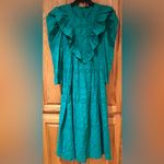 ZARA  Broderie Anglaise Cutwork Embroidered Eyelet Ruffle‎ Midi Dress Green Sz XS Photo 12
