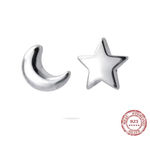 Boutique Dainty 925 Sterling Silver Mismatch‎ Moon Star Stud Earrings Photo 2