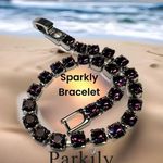 Handcrafted bracelet with sparkly amethyst Swarovski crystal Silver Photo 1