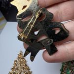 Christmas Tree Holiday Lot Of 3 Brooch Pin Gold Tone Photo 3