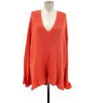 Free People La Brea Sweater V-Neck Ribbed Cuffed Sleeve Coral Orange Size Large Photo 2