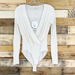 AG Adriano Goldschmied  Lola Bodysuit in Ivory Dust Size Small NWT Long Sleeve Photo 3