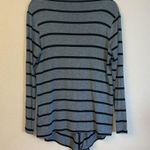 Guess JEANS Size MEDIUM Gray Black Striped Asymmetrical Zip Front Cardigan Top Photo 7