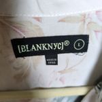 BLANK NYC White Linen Romper Garden Party Tropical Print Cinched Waist Women's Lg Photo 3