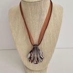 Chocolate brown silver Swirl Claw Murano style blown glass necklace Photo 0