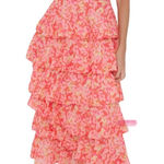 Amazon  Vibrant Pink Floral Tiered Midi Dress Photo 0