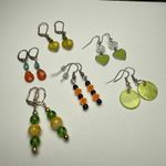 Bead Dangle Drop Pierced Earrings Lot Of 5 Beaded Green Orange Yellow Etc Photo 12
