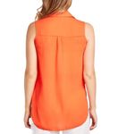 Atmosphere Neon Orange Chiffon Collared Blouse Flap Pockets 4 Hyperpop Casual Photo 2