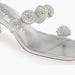 Cult Gaia Sarina Crystal Embellished Silver Kitten Heels Size 38/8 Photo 1