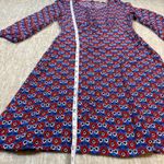 Boden Delia‎ Fit and Flare Dress Blue and Red Floral Design 3/4 sleeve Size 2R Photo 4