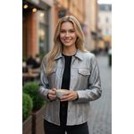 Susan Bristol  Women's‎ Size M Silver Quilted Snap Closure Blazer Jacket Metallic Photo 12