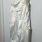 Ruby Rox New White One Shoulder Pocketed Dress with Flower Detail size 11 Photo 1