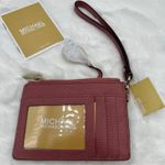 Michael Kors Jet Set Small Pebbled Leather Wristlet Card Coin Case Rose Gold Photo 14