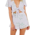 Show Me Your Mumu  Open Tie Front Shortsie Liv Lav Lov  Tie-Front Romper Size Sm Photo 0