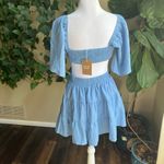 SHY VELVET Blue Open Side and Back Mini Dress | small Photo 6