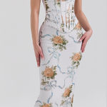 House Of CB  Isis Soft Blue Vintage Print Corset Maxi Size XS NWOT Photo 0