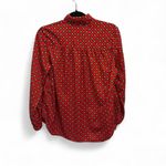 Evan Picone Vintage  red and blue geometric women’s button up blouse with tie Photo 1