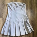 Strapless Blue/Gray Pleated Dress Gray Size L Photo 1