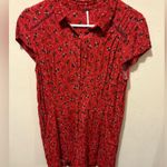 Free People Debby Floral Romper Women medium Red Viscose Summer Bohemian Photo 3