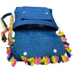 Khaadi Pakistani traditional embroidered Jean bag with fringes Pink Photo 3