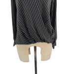 Karen Millen  Pinstripe‎ Wrap Blouse Black Long Sleeve Size US 4 Photo 5