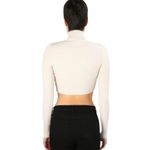 The Range  Beige Button Front Cropped Alloy Rib‎ Knit Turtleneck Cardigan EUC M Photo 2