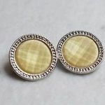 Source Unknown Vintage Faceted Pale Yellow Acrylic Stone Silver Tone Metal Like New Earrings Photo 0