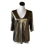 Michael Kors NWT MICHAEL  GOLD BLOUSE IN ANTIQUE BRAS Photo 2