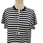 Derek Lam  10 Crosby‎ Tee Boxy Short Sleeve Stripe Layered Navy Blue White Large Photo 1