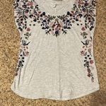 Lucky Brand Gray Embellished Cap Sleeve Tee Photo 0