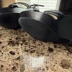 Coach  Black Leather Logo Sandals with Silver Accents Photo 5