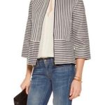 Tory Burch Rene Gray Cream Striped Zipper Jacket 3/4 Sleeves EUC Sz 0 Photo 12