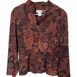Dress Barn  Paisley Mandarin Collar Zip Front Jacket - Size L Photo 0